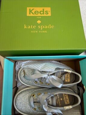 Keds Kate Spade champion glitter silver sneakers 5M